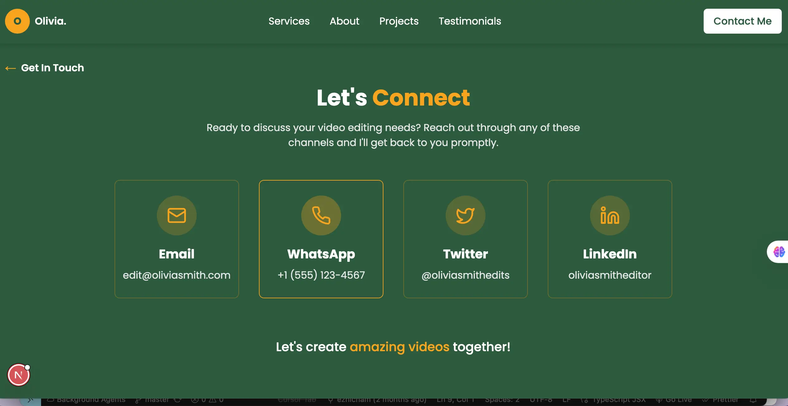 💚 Dark Green Portfolio with Style ✨🟡 - View 2